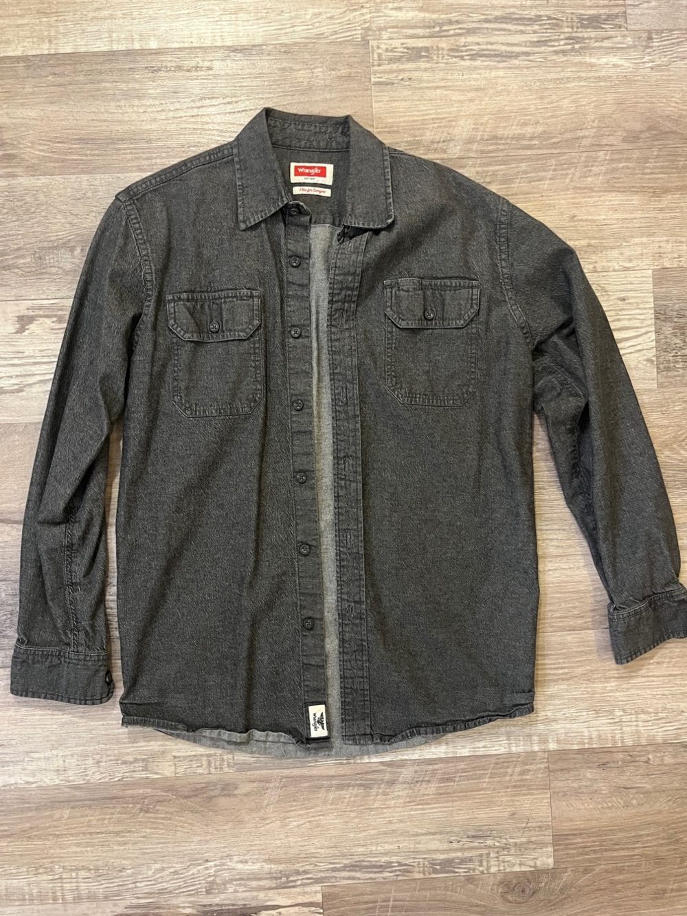 Wrangler Charcoal Gray Button-Front Shirt Jacket
